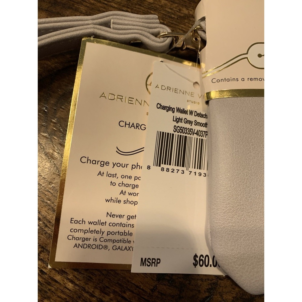 New Adrienne Vittadini Apple Others Phone Charging Wallet Wristlet Gray - Picture 3 of 11